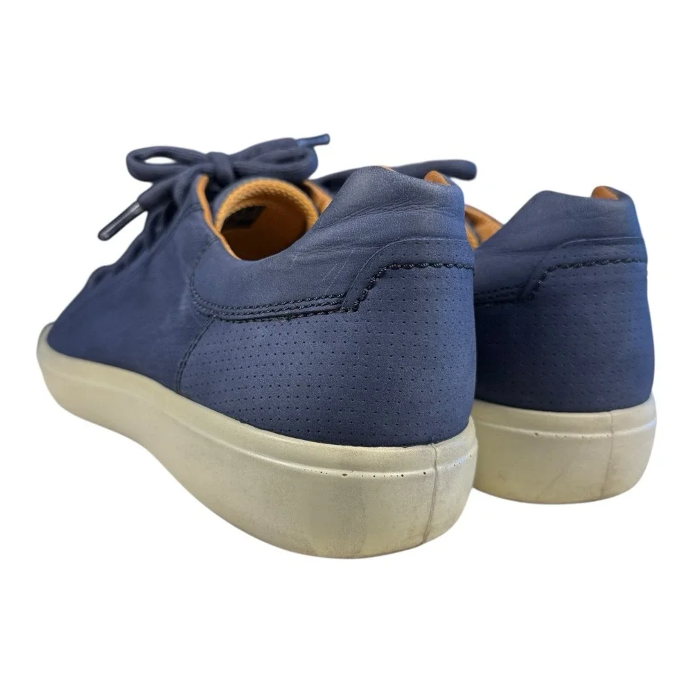 ECCO Soft 7 Perforated Street Sneakers Navy Leather Shoes Mens 45 US 11-11.5